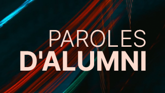 réseau lumineux multicolore avec le titre Paroles d'alumni
