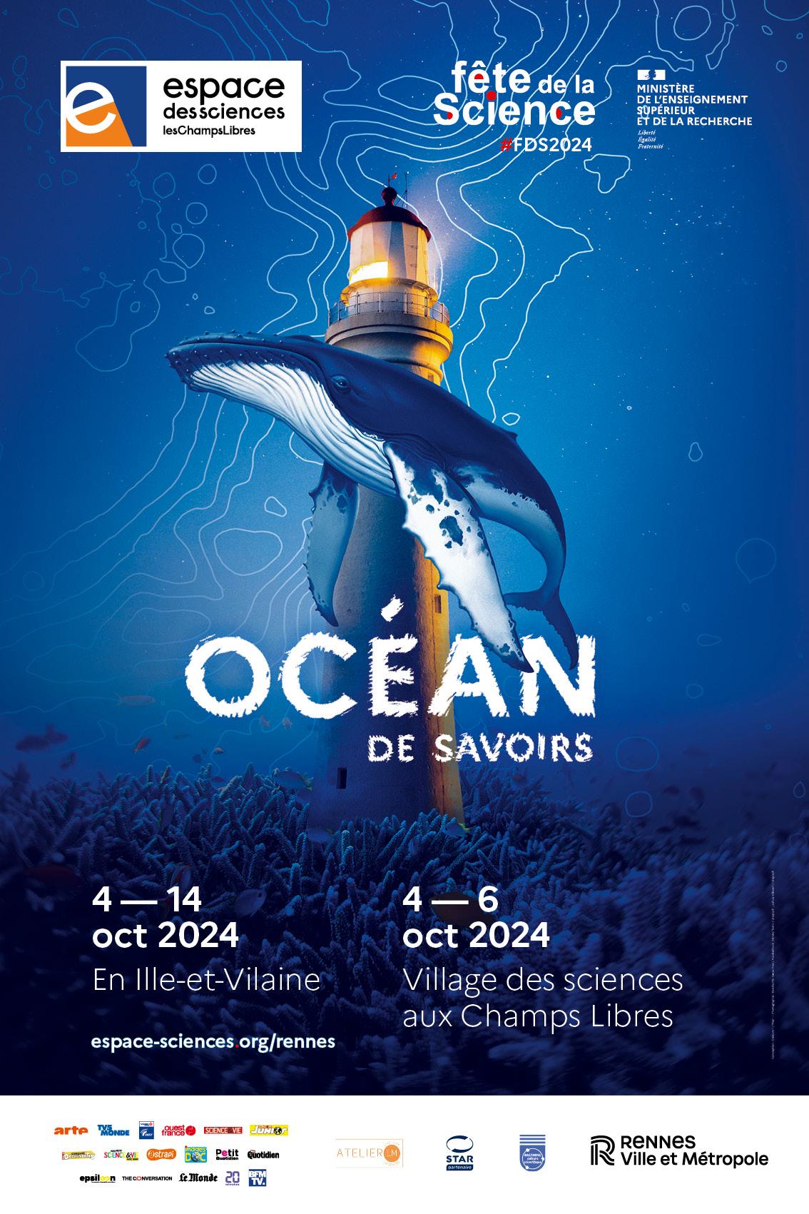 affiche fête de la science 2024 sur le thème de la mer et de l'eau