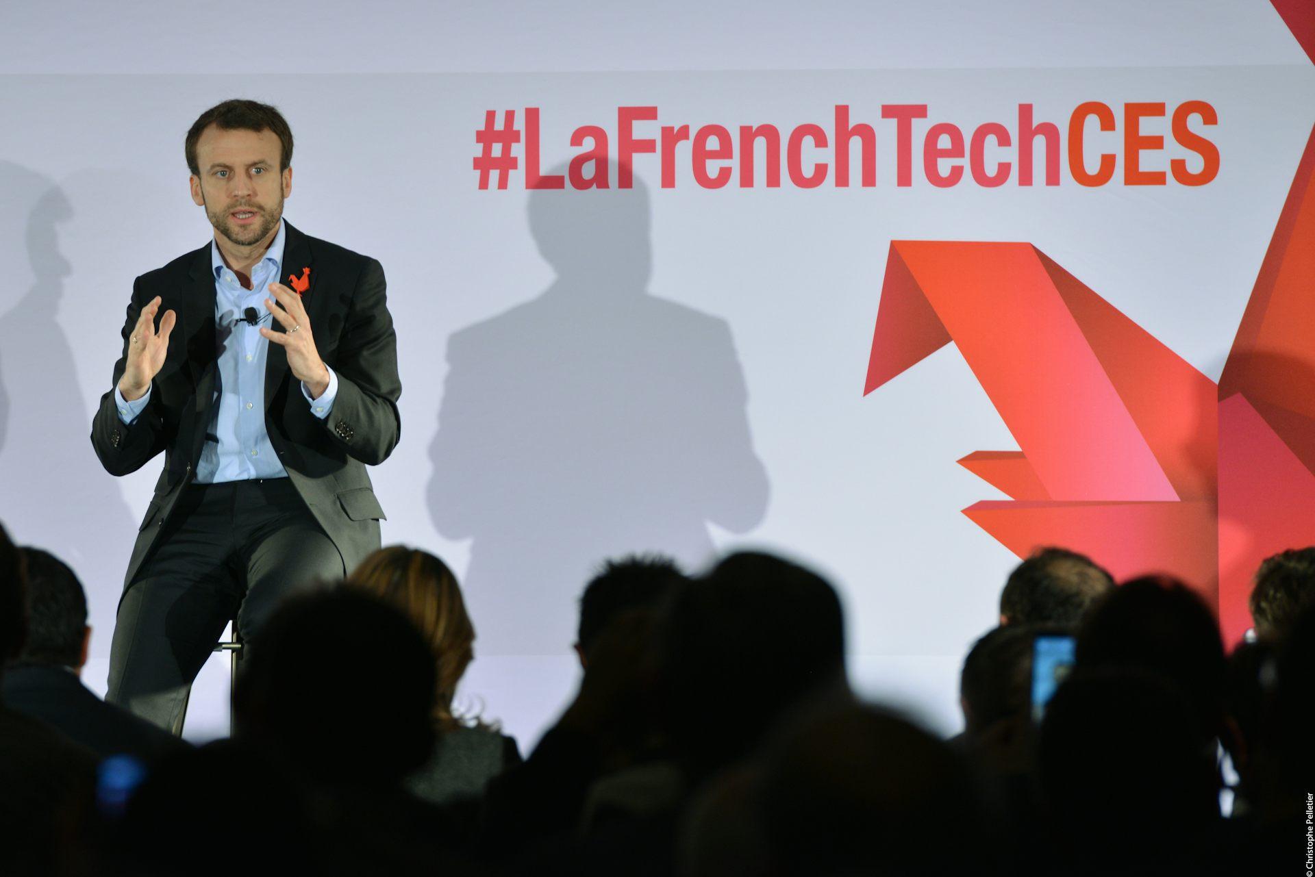 Le 6 janvier 2016, Emmanuel Macron, alors ministre de l’économie et des finances, participe à la French Tech Night de Las Vegas