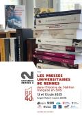 Affiche du colloque « Les Presses Universitaires de Rennes dans l’histoire de l’édition française en SHS », organisé par l’Université Rennes 2 les 12 et 13 juin 2025 à l’amphi Robert Castel (MSHB). L’image présente une pile de livres édités par les PUR. Logos des universités partenaires en bas d’affiche.