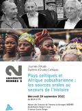 Visuel Journée d'études "Pays celtiques et Afrique subsaharienne : les sources orales au secours de l’histoire"