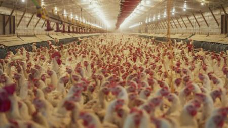 Photo d'élevage intensif de poulet