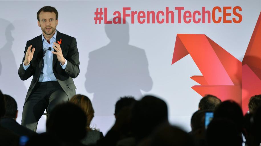 Le 6 janvier 2016, Emmanuel Macron, alors ministre de l’économie et des finances, participe à la French Tech Night de Las Vegas