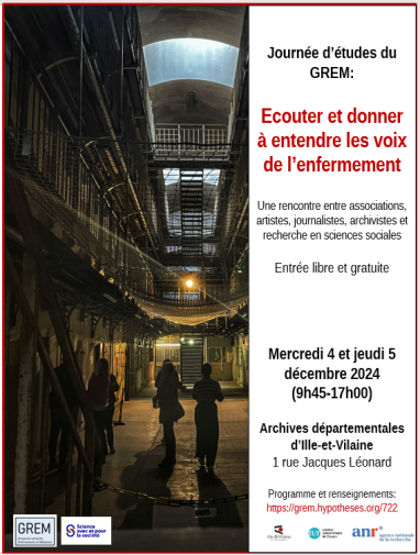 Affiche Journées d'études "Écouter et donner à entendre les voix de l'enfermement"