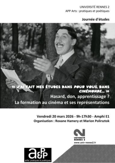 Affiche de la journée d'étude "Hasard, don, apprentissage ? La formation au cinéma et ses représentations"
