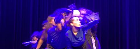 Photo du Groupe Universitaire Chorégraphique avec plusieurs étudiants les uns derrières les autres