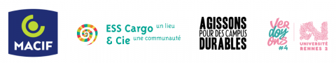 Logos de la MACIF, l'ESSCargo et l'université Rennes 2